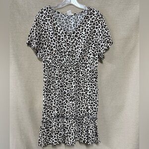 Leopard Print V-Neck Dress